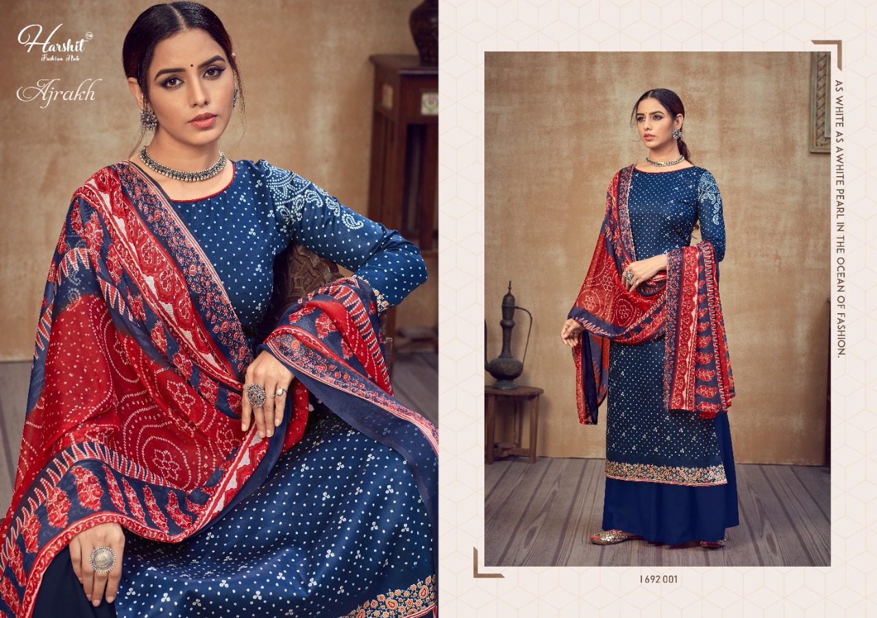 Harshit Presents Ajrakh Bandhani Designer Dress Material Collection