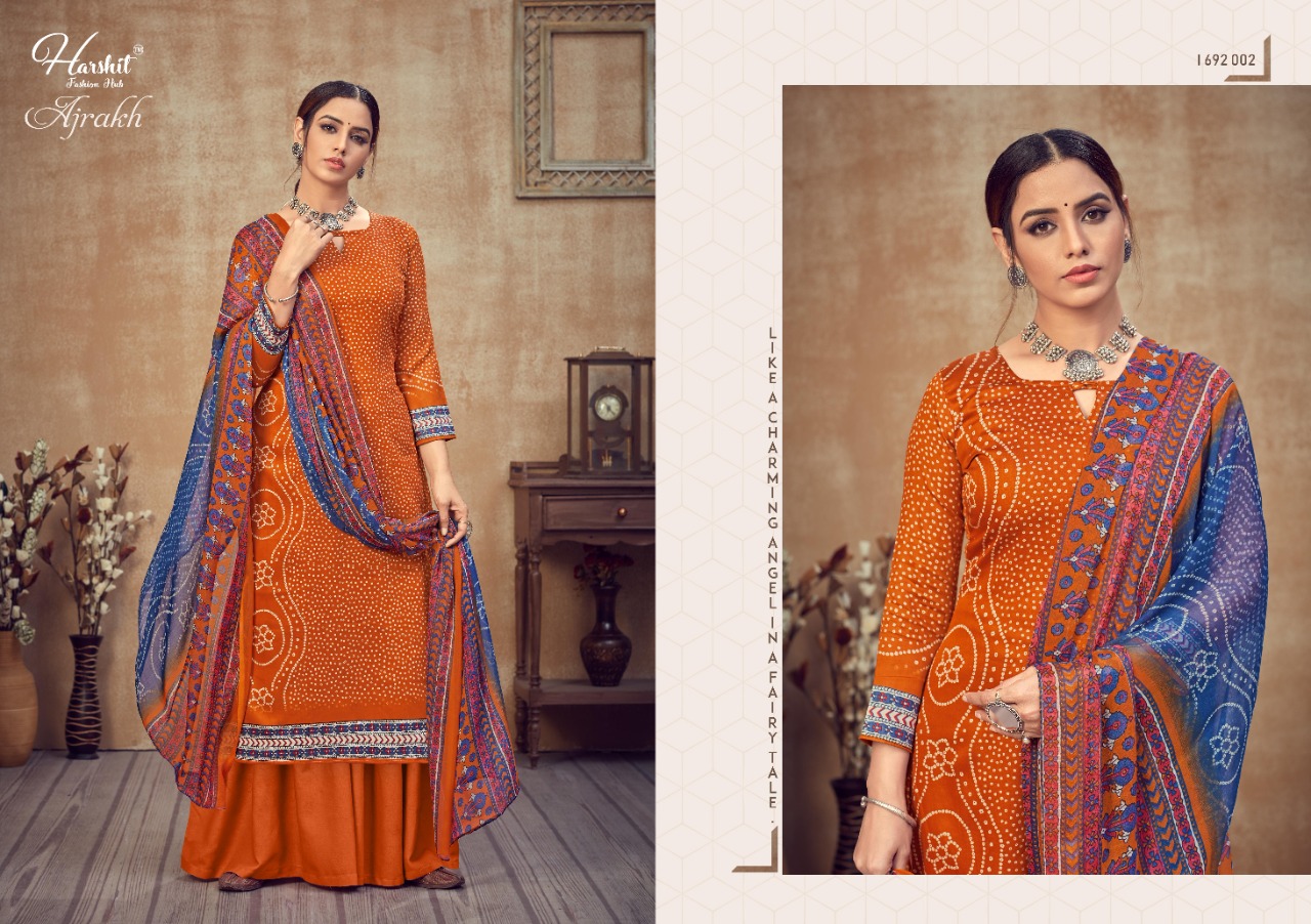 Harshit Presents Ajrakh Bandhani Designer Dress Material Collection