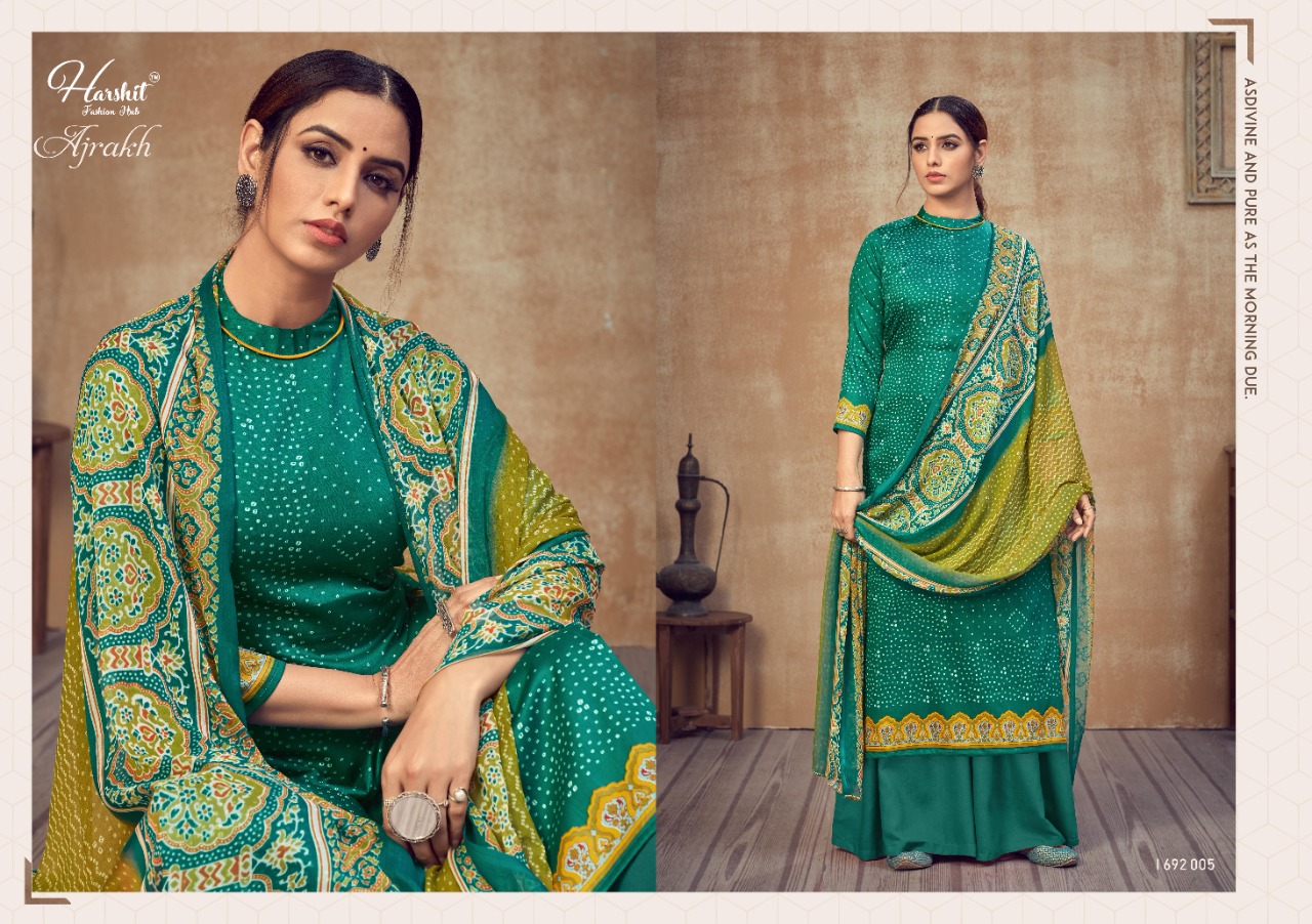 Harshit Presents Ajrakh Bandhani Designer Dress Material Collection