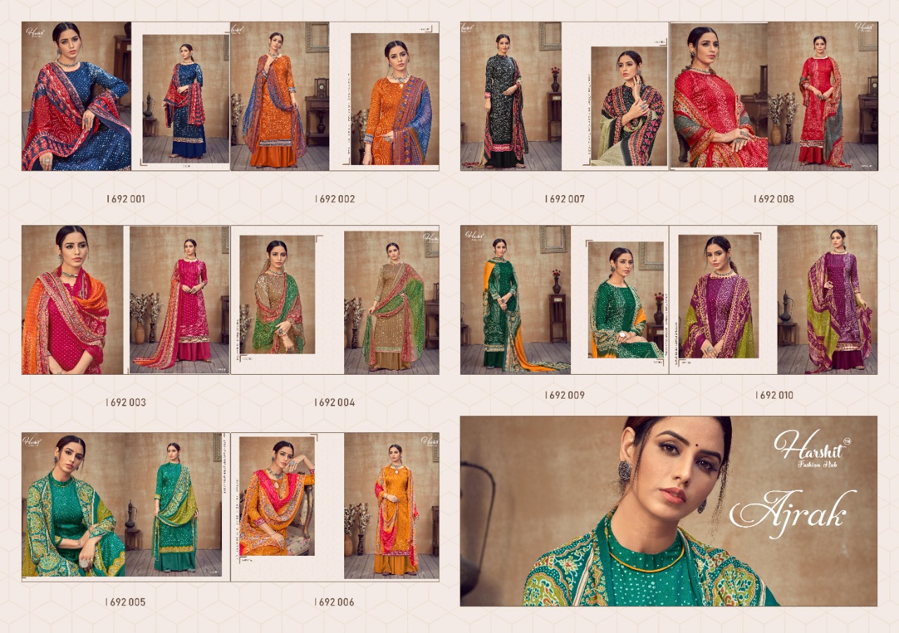 Harshit Presents Ajrakh Bandhani Designer Dress Material Collection