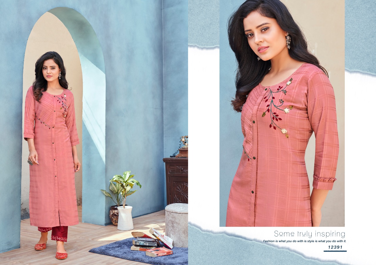 Kalaroop Launching Emli Designer Wholesale Kurtis With Bottom