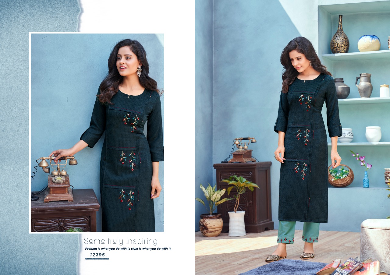 Kalaroop Launching Emli Designer Wholesale Kurtis With Bottom