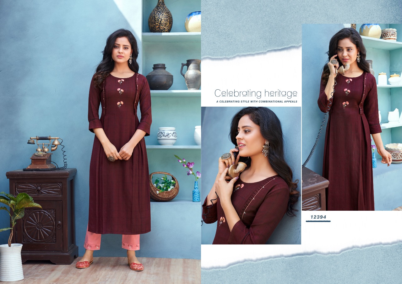Kalaroop Launching Emli Designer Wholesale Kurtis With Bottom
