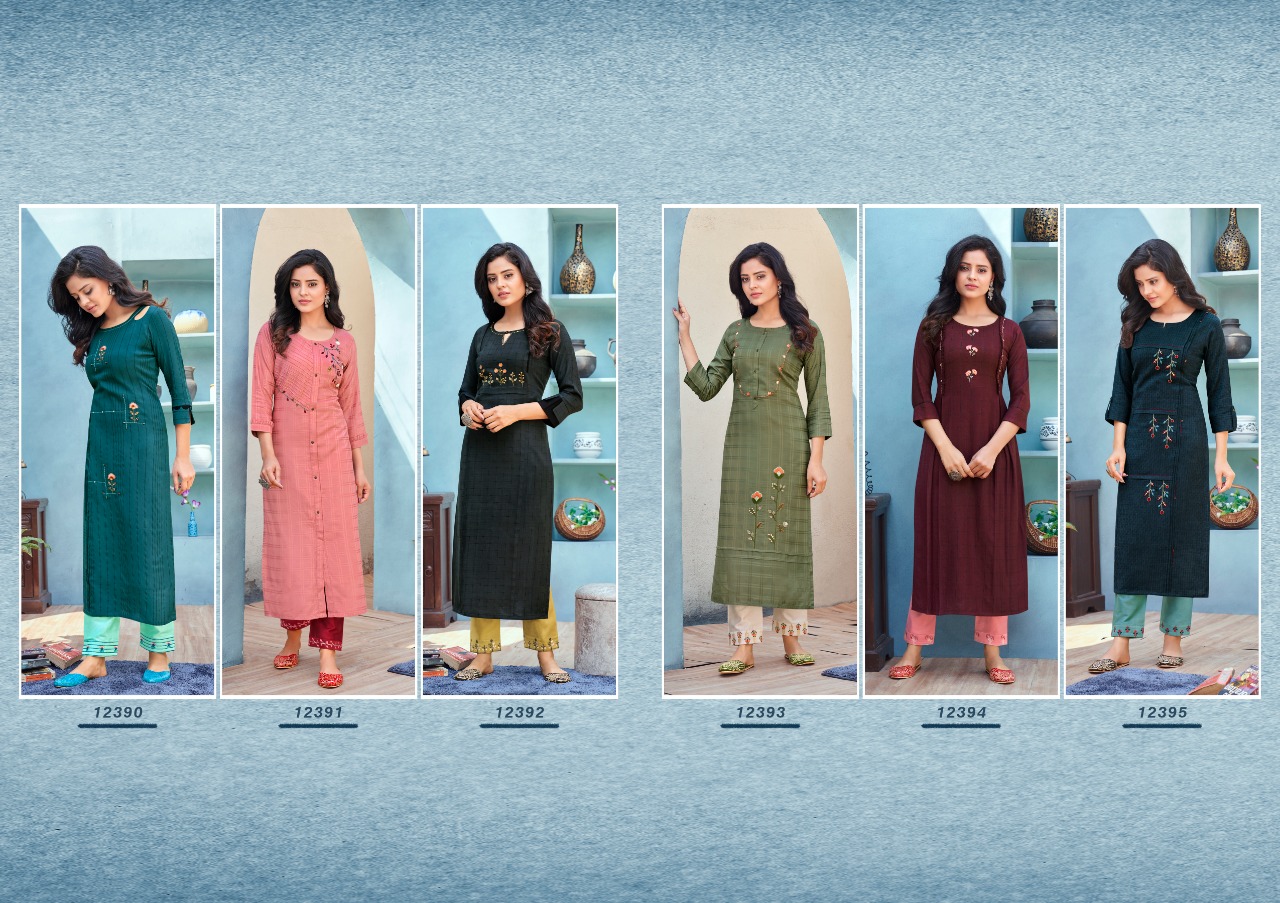 Kalaroop Launching Emli Designer Wholesale Kurtis With Bottom