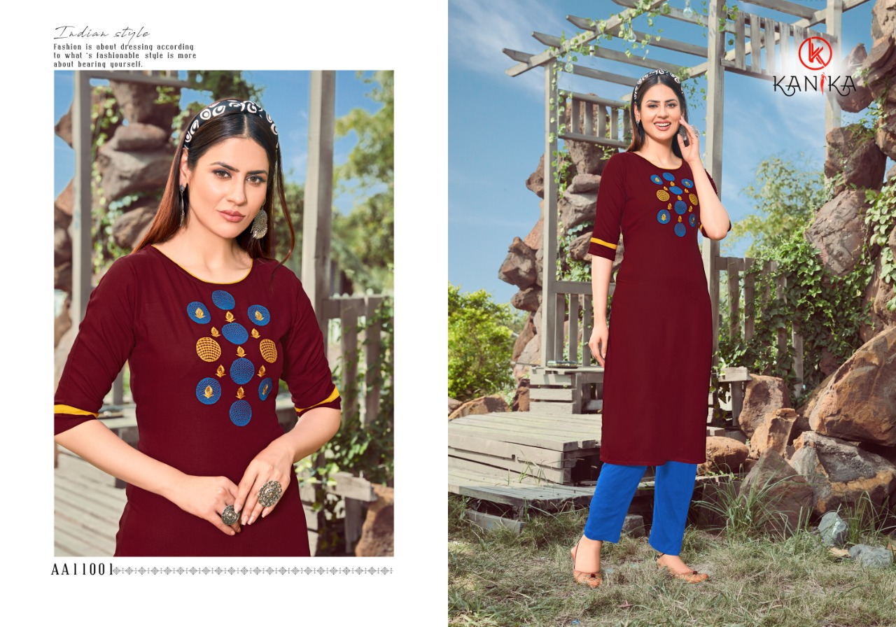 Kanika Presents Aastha Rayon Designer Kurtis Collection