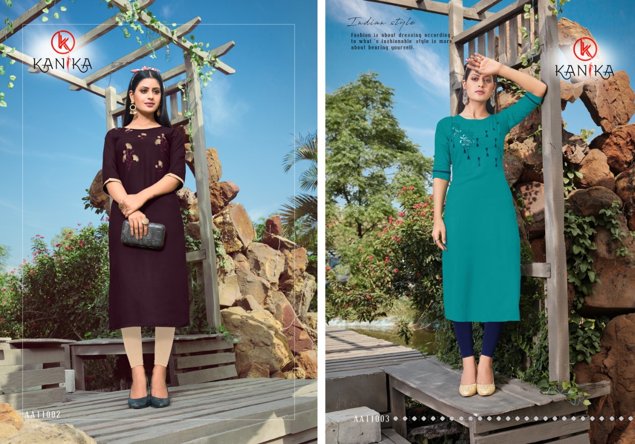 Kanika Presents Aastha Rayon Designer Kurtis Collection
