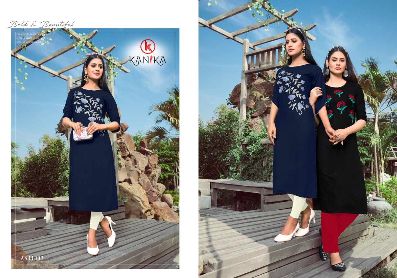 Kanika Presents Aastha Rayon Designer Kurtis Collection
