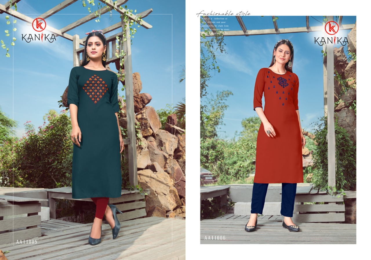 Kanika Presents Aastha Rayon Designer Kurtis Collection