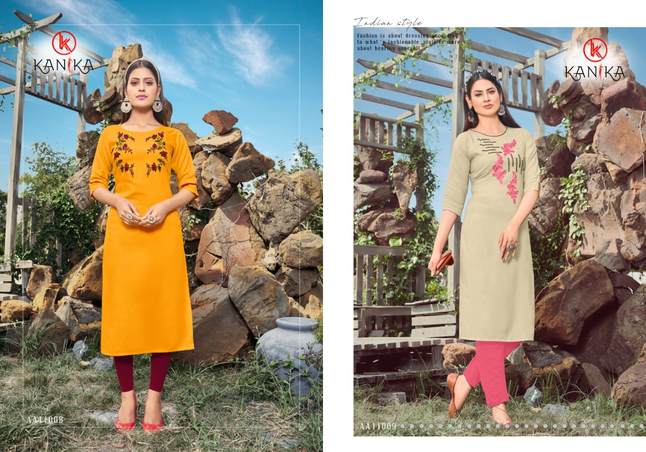 Kanika Presents Aastha Rayon Designer Kurtis Collection