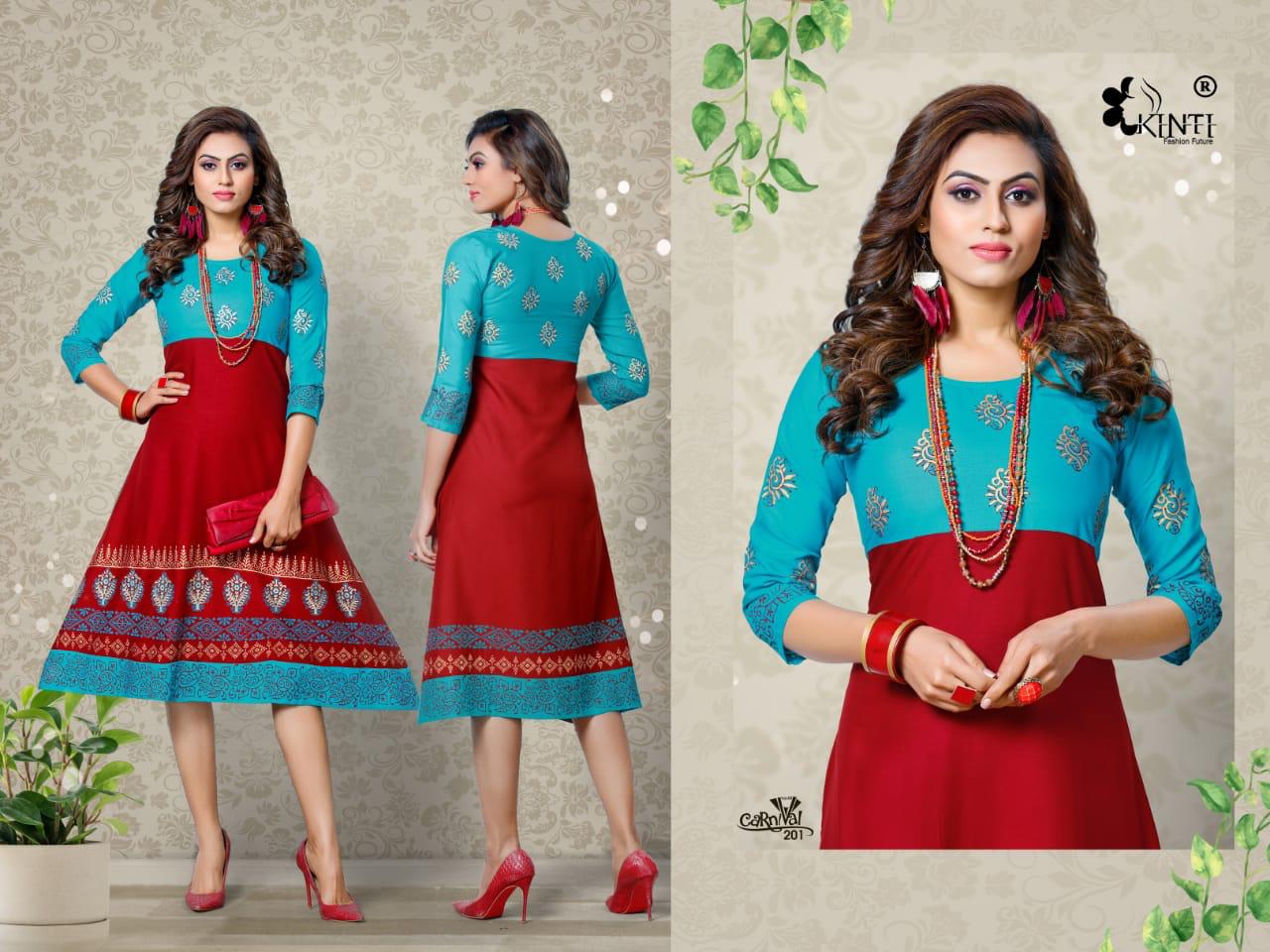 Kinti Presents Carnival Vol 2 Fancy Flair Block Printed Kurtis Collection