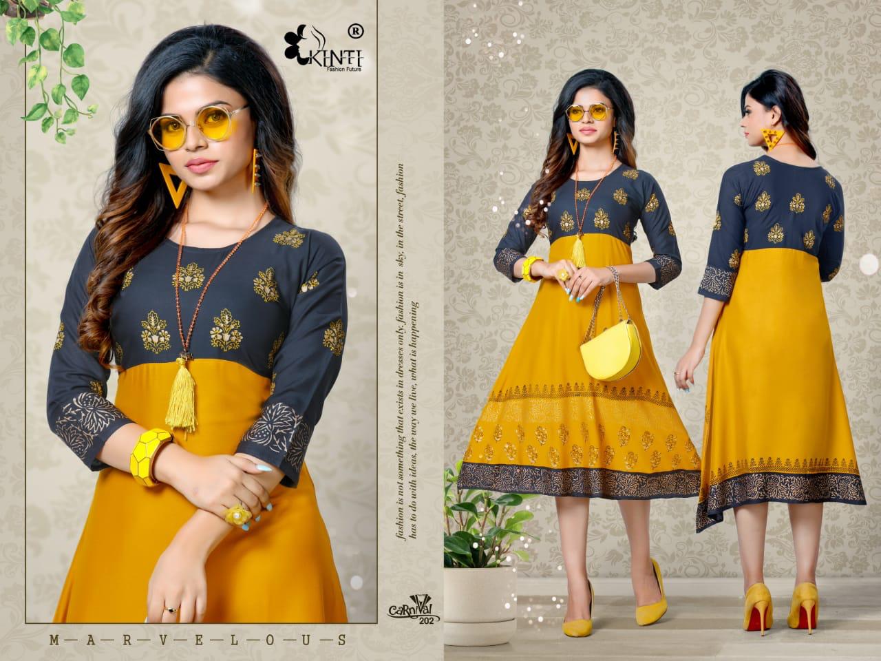 Kinti Presents Carnival Vol 2 Fancy Flair Block Printed Kurtis Collection