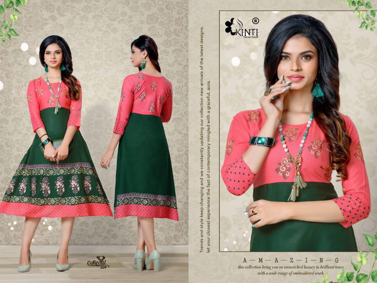 Kinti Presents Carnival Vol 2 Fancy Flair Block Printed Kurtis Collection