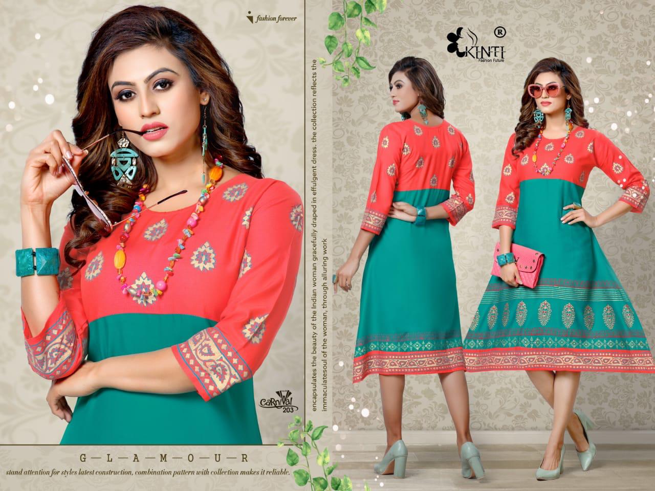 Kinti Presents Carnival Vol 2 Fancy Flair Block Printed Kurtis Collection