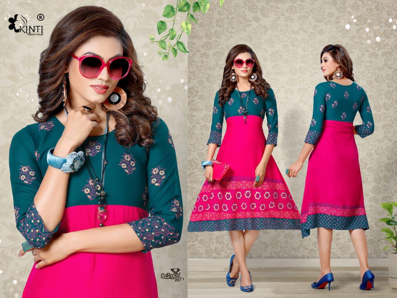 Kinti Presents Carnival Vol 2 Fancy Flair Block Printed Kurtis Collection