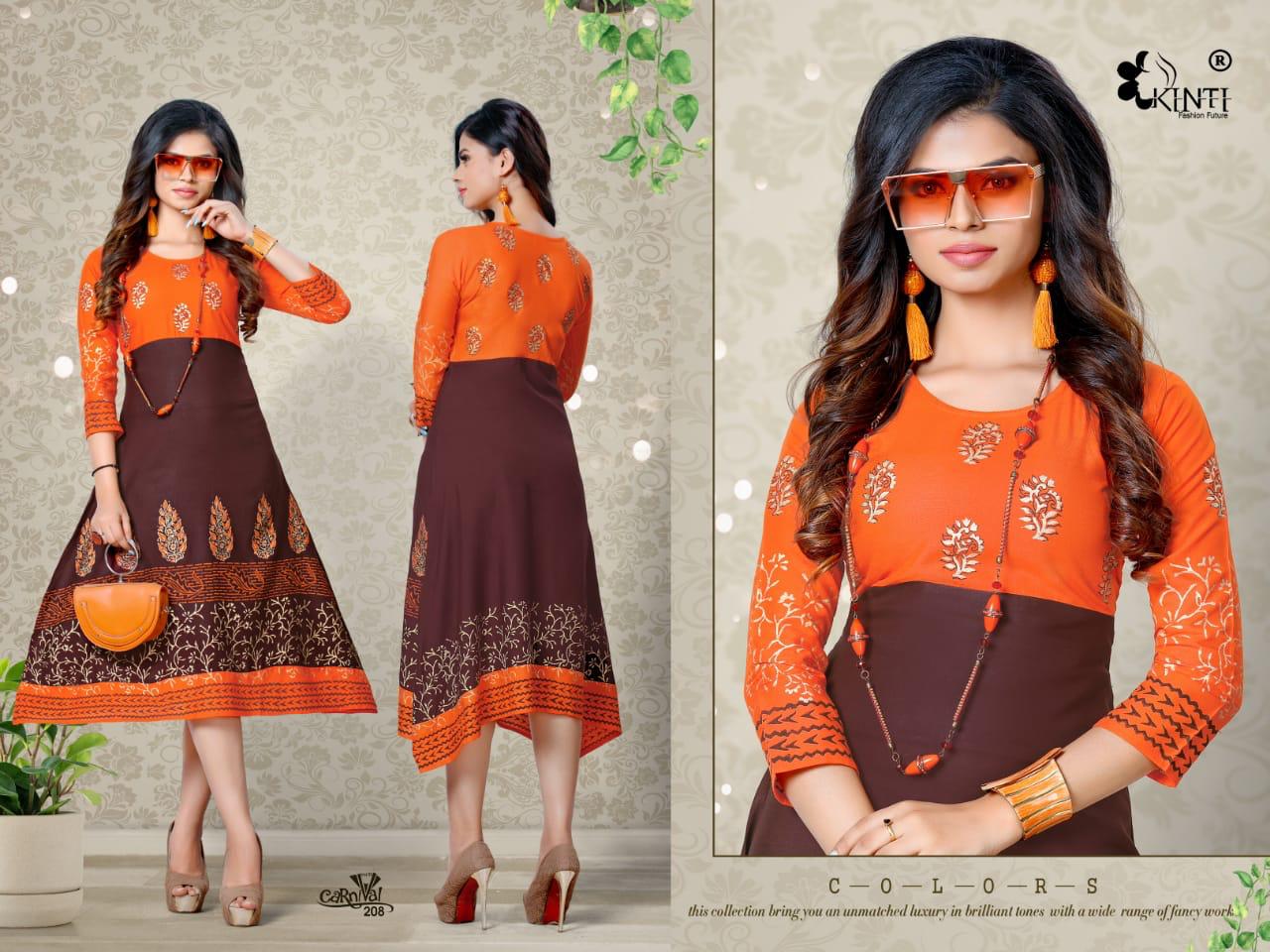 Kinti Presents Carnival Vol 2 Fancy Flair Block Printed Kurtis Collection