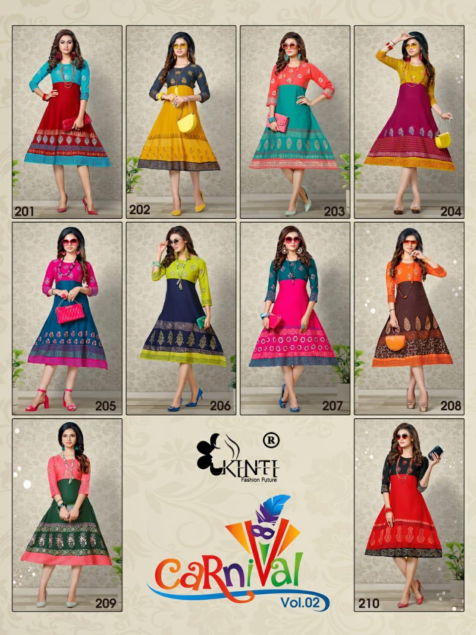 Kinti Presents Carnival Vol 2 Fancy Flair Block Printed Kurtis Collection