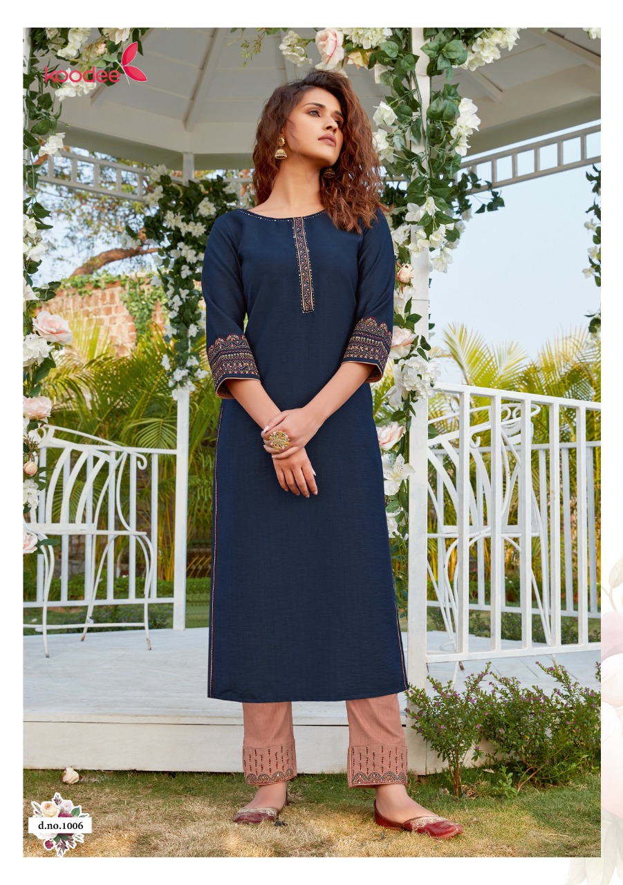 Koodee Presents Sanvi Vol 1  Embroidery Work Kurti With Bottom Collection