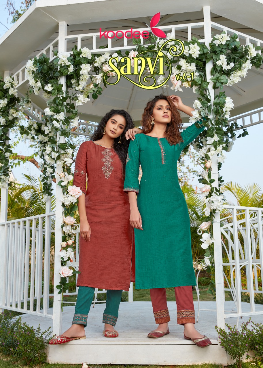 Koodee Presents Sanvi Vol 1  Embroidery Work Kurti With Bottom Collection
