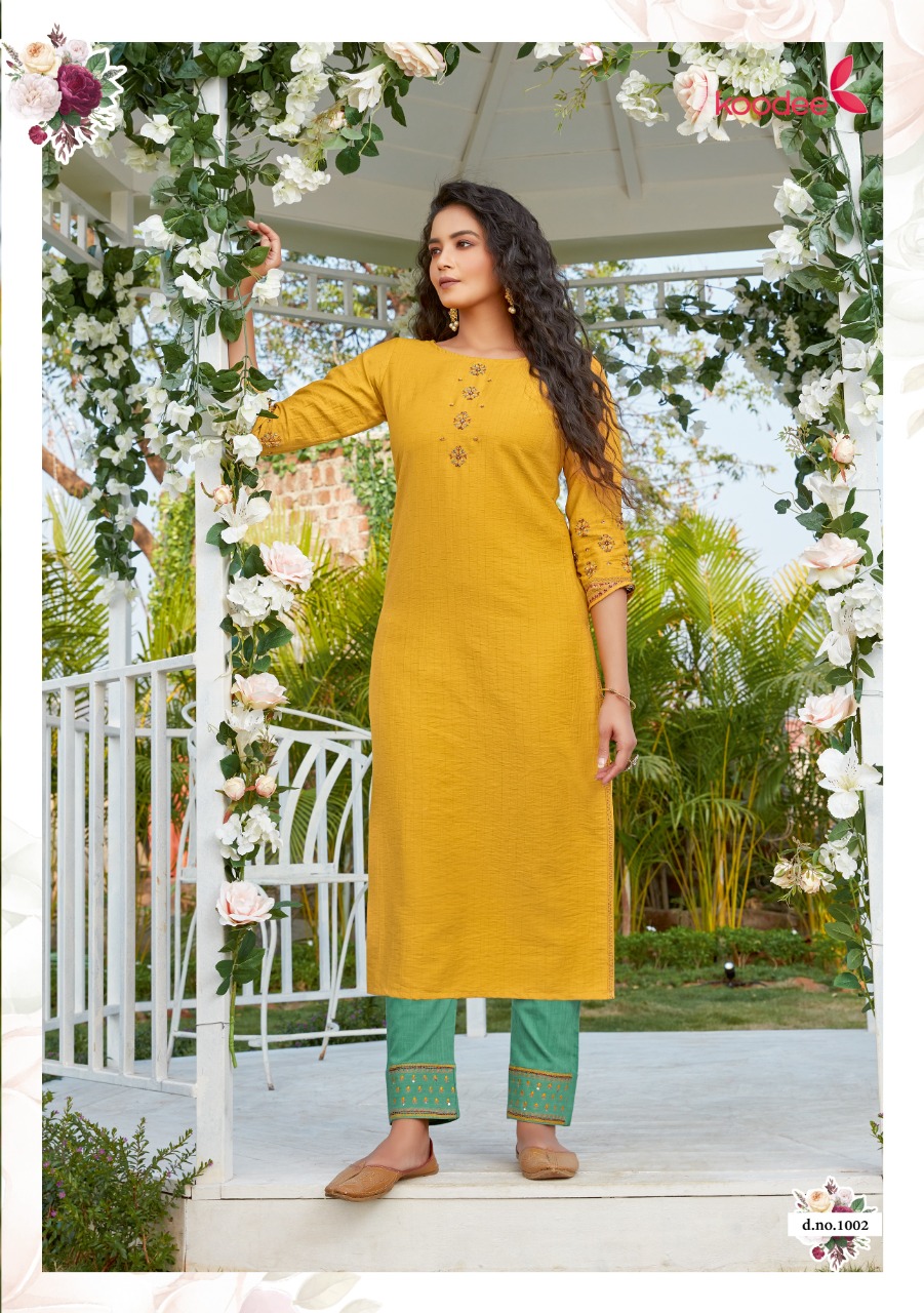 Koodee Presents Sanvi Vol 1  Embroidery Work Kurti With Bottom Collection