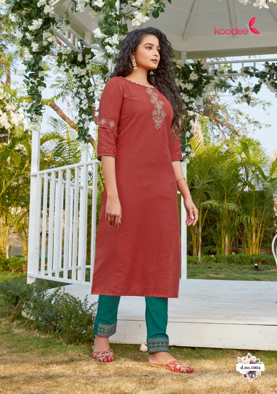 Koodee Presents Sanvi Vol 1  Embroidery Work Kurti With Bottom Collection