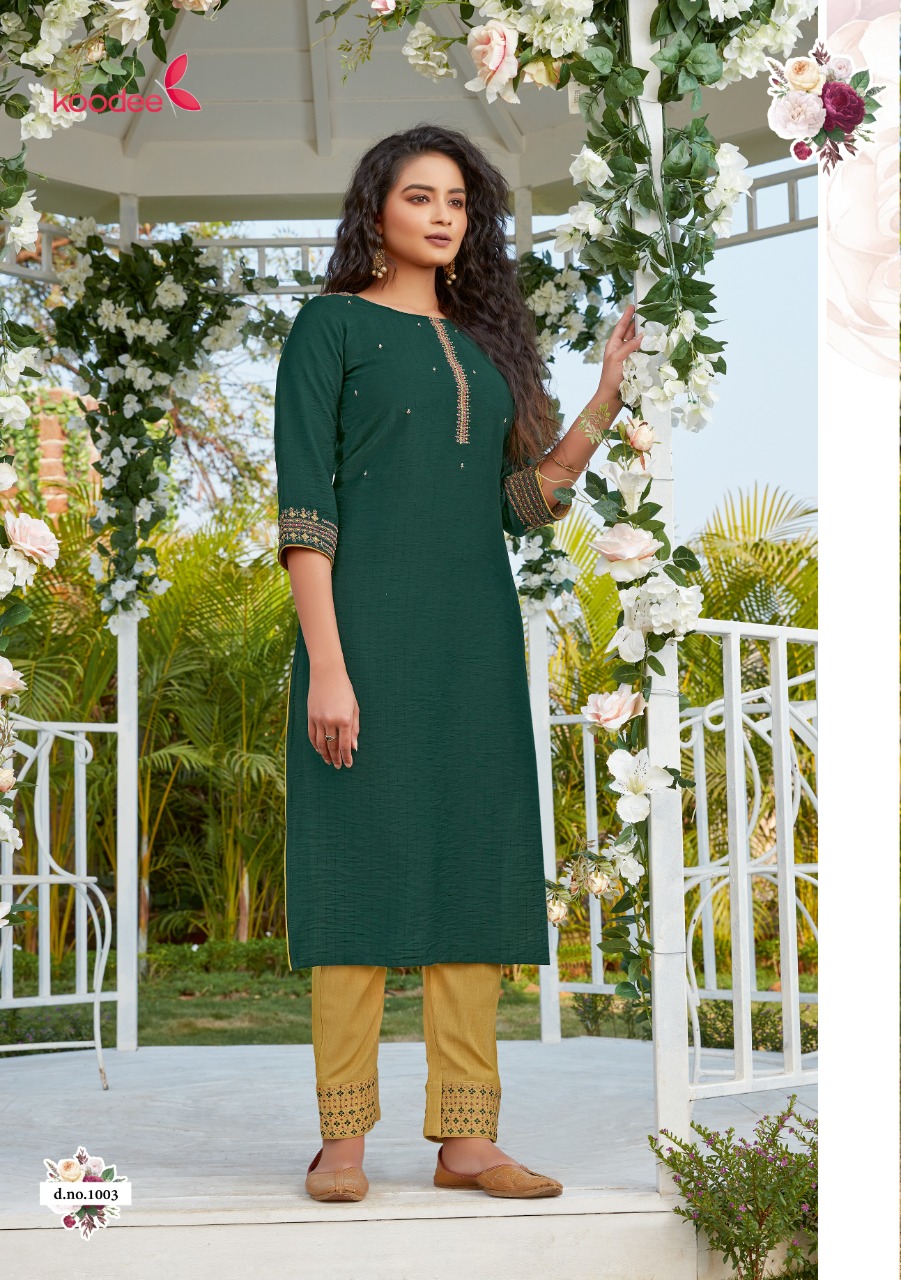 Koodee Presents Sanvi Vol 1  Embroidery Work Kurti With Bottom Collection