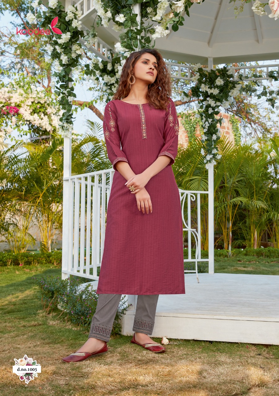 Koodee Presents Sanvi Vol 1  Embroidery Work Kurti With Bottom Collection