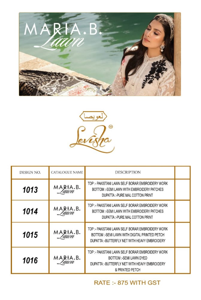 Levisha Presents Maria B Lawn Pakistani Salwar Suits Collection