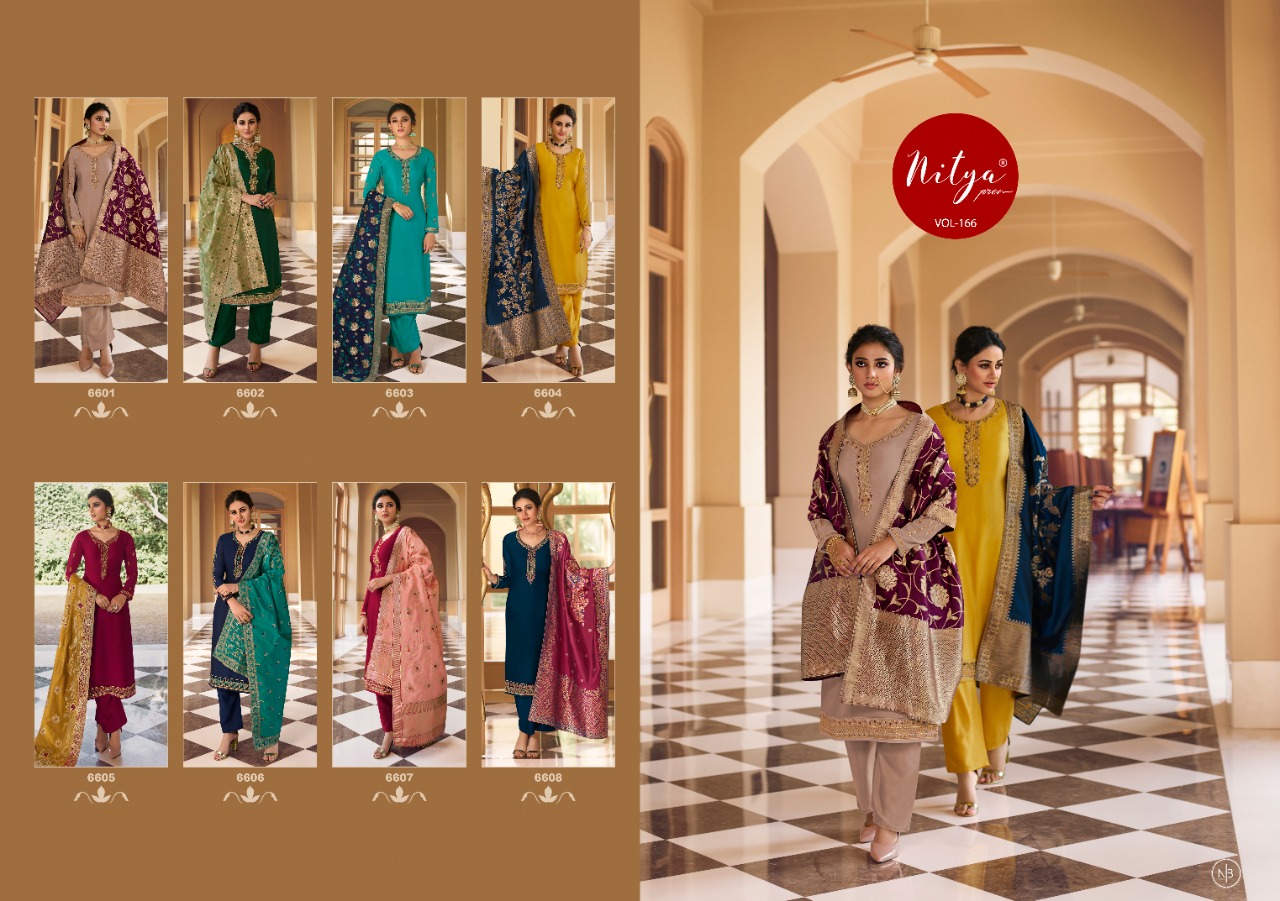 Lt Nitya 166 Satin Georgette Designer Dress Material Collection