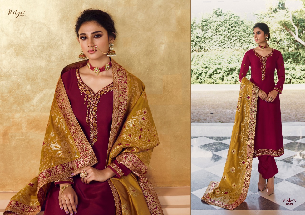 Lt Nitya 166 Satin Georgette Designer Dress Material Collection