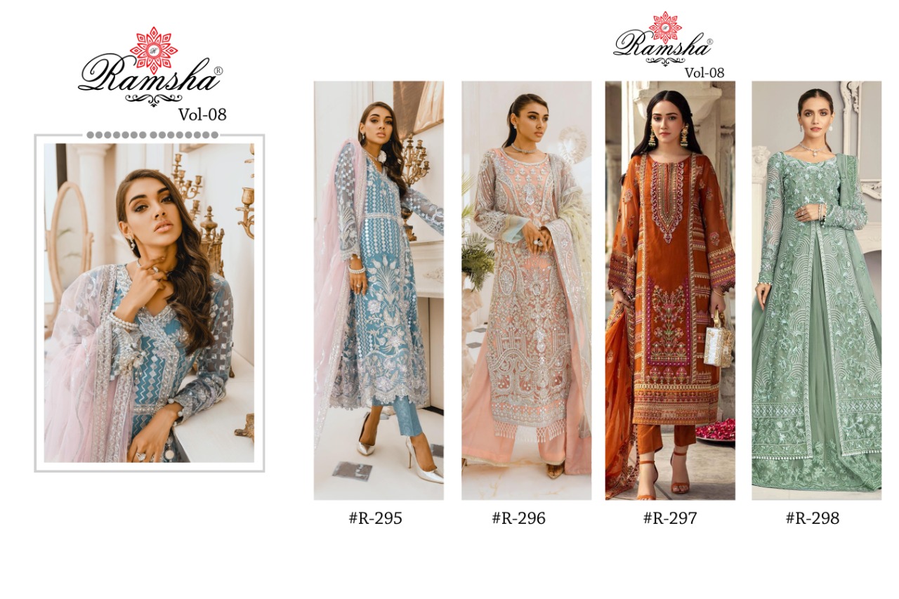 Ramsha Presents R 295 To 298 Pakistani Salwar Suits Collection