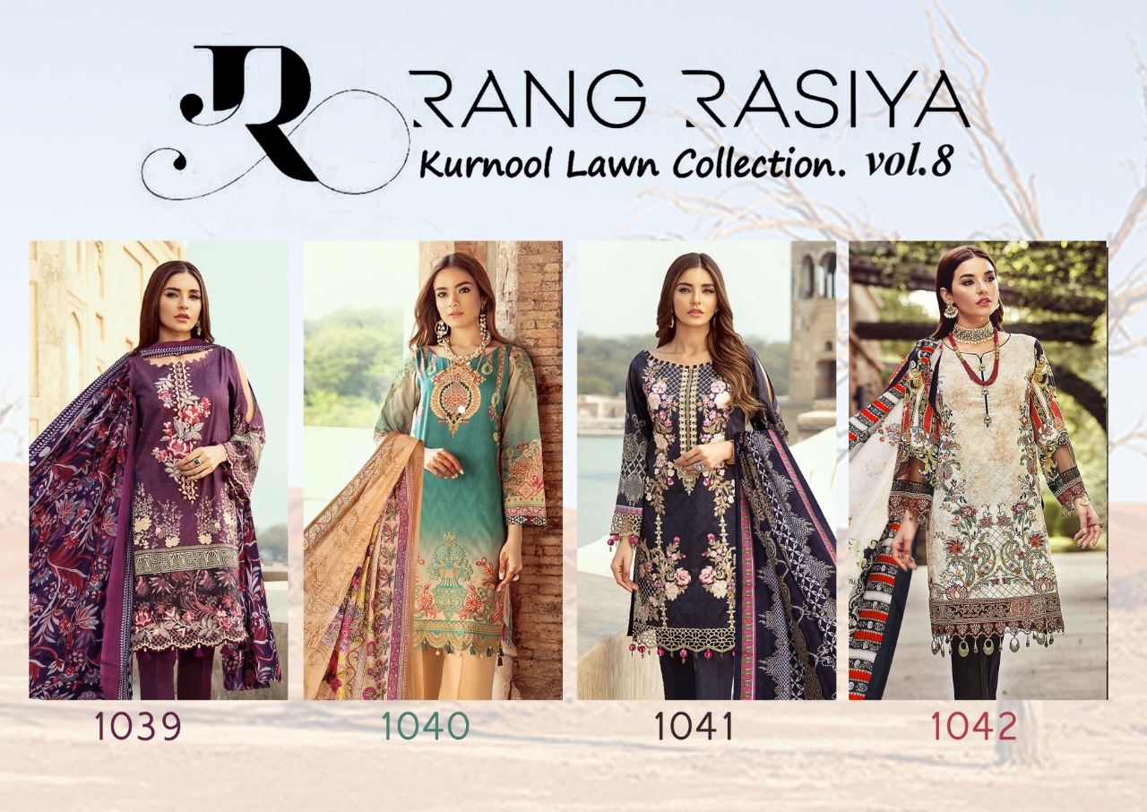 Rang Rasiya Kurnool Lawn Collection Vol 8 Karachi Dress Materials