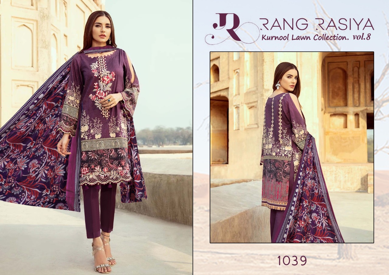 Rang Rasiya Kurnool Lawn Collection Vol 8 Karachi Dress Materials