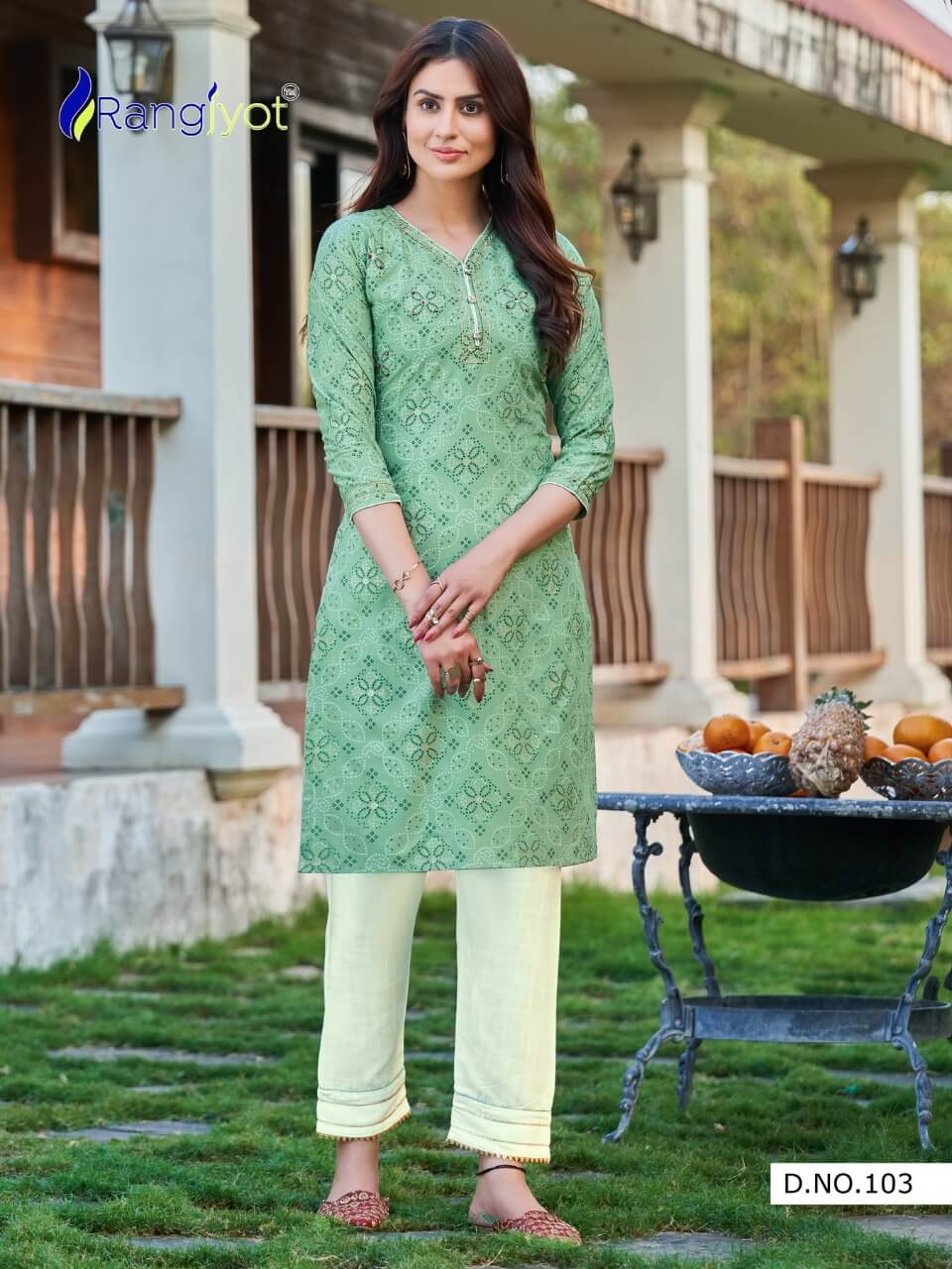 Rangjyot Presents Simona Vol 1  Casual Wear Kurti With Bottom Collection