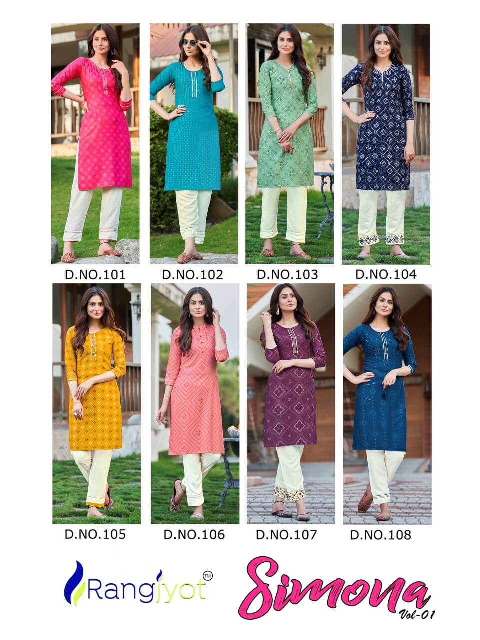 Rangjyot Presents Simona Vol 1  Casual Wear Kurti With Bottom Collection