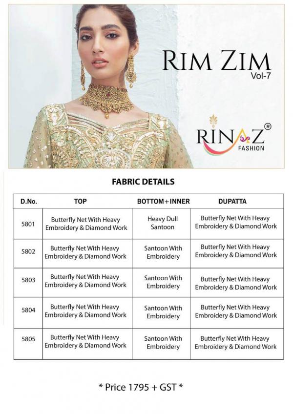 Rinaz Presents Rim Zim Vol 7 Pakistani Salwar Suits Catalog