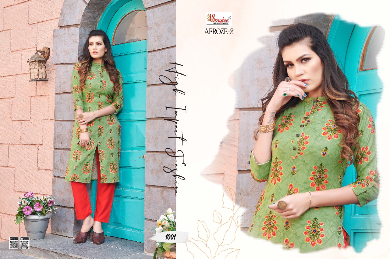 Smylee  Presents Afroze Vol 2 Printed Kurti With Bottom Collection