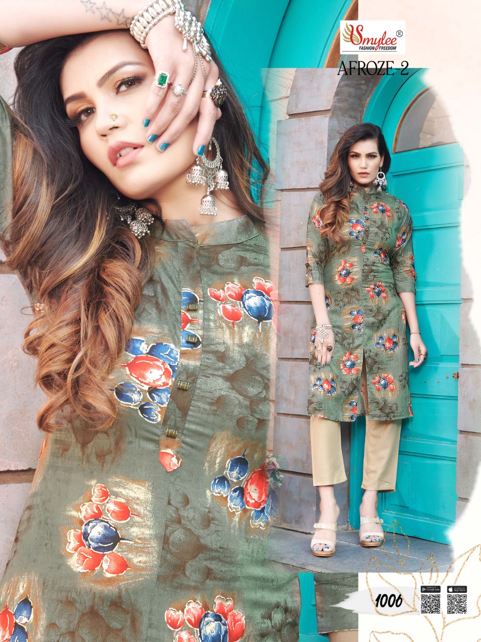 Smylee  Presents Afroze Vol 2 Printed Kurti With Bottom Collection