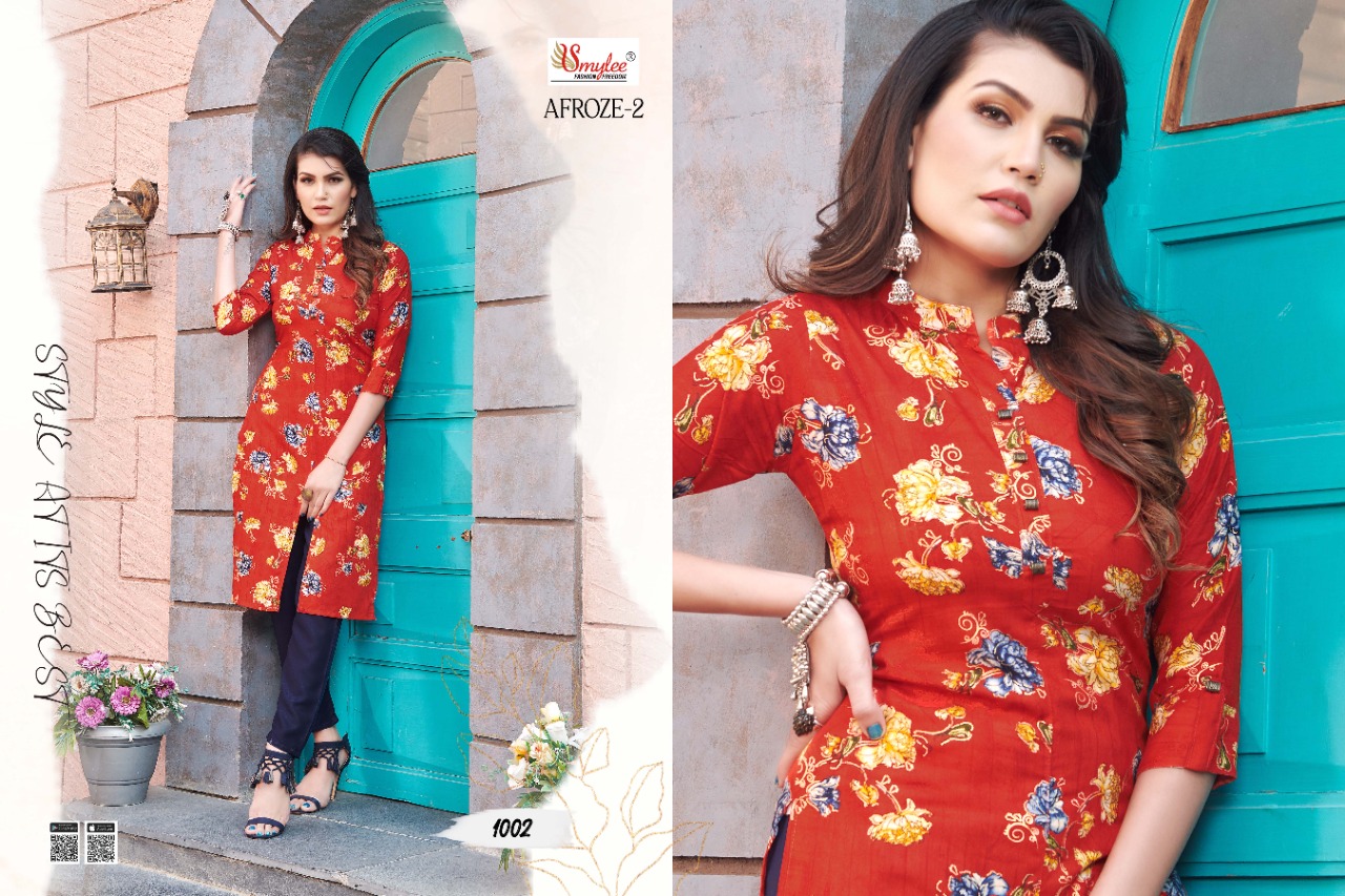 Smylee  Presents Afroze Vol 2 Printed Kurti With Bottom Collection