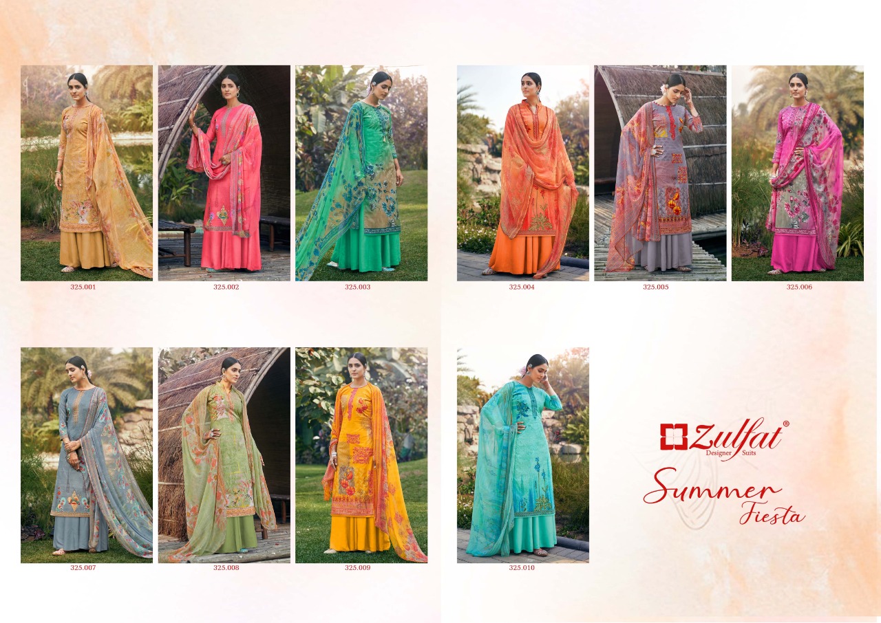 Zulfat Presents  Summer Fiesta  Digital Printed Dress Material