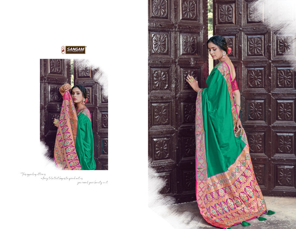 Sangam Presents Sea Silk Zari Weaving Pure Silk Sarees