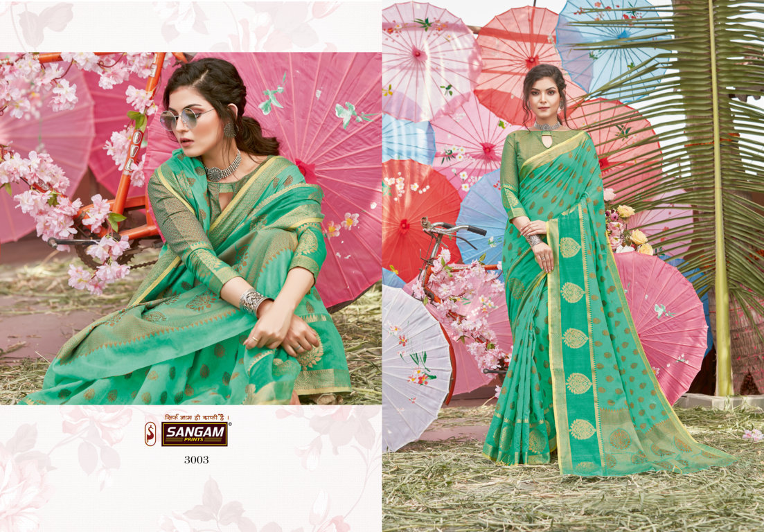 Sangam Presents Sudha Cotton Handloom Saree With Zari Weaving