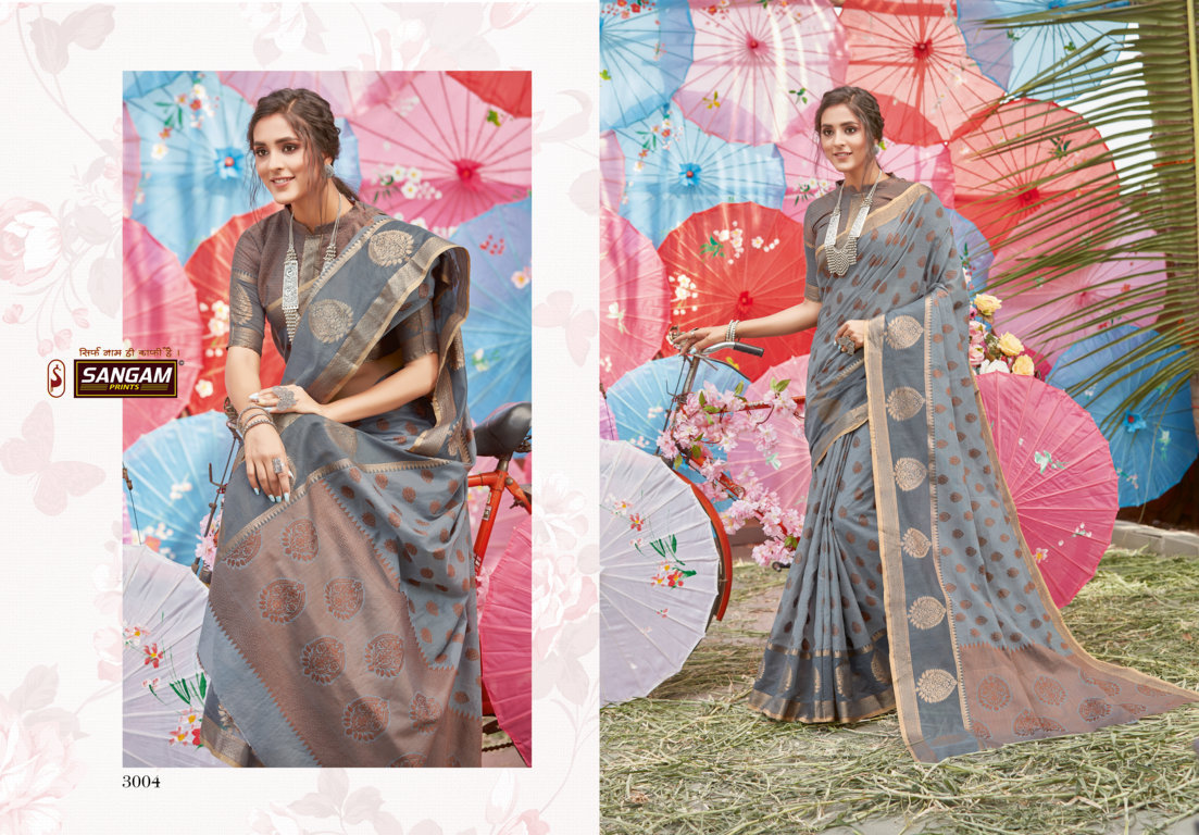 Sangam Presents Sudha Cotton Handloom Saree With Zari Weaving
