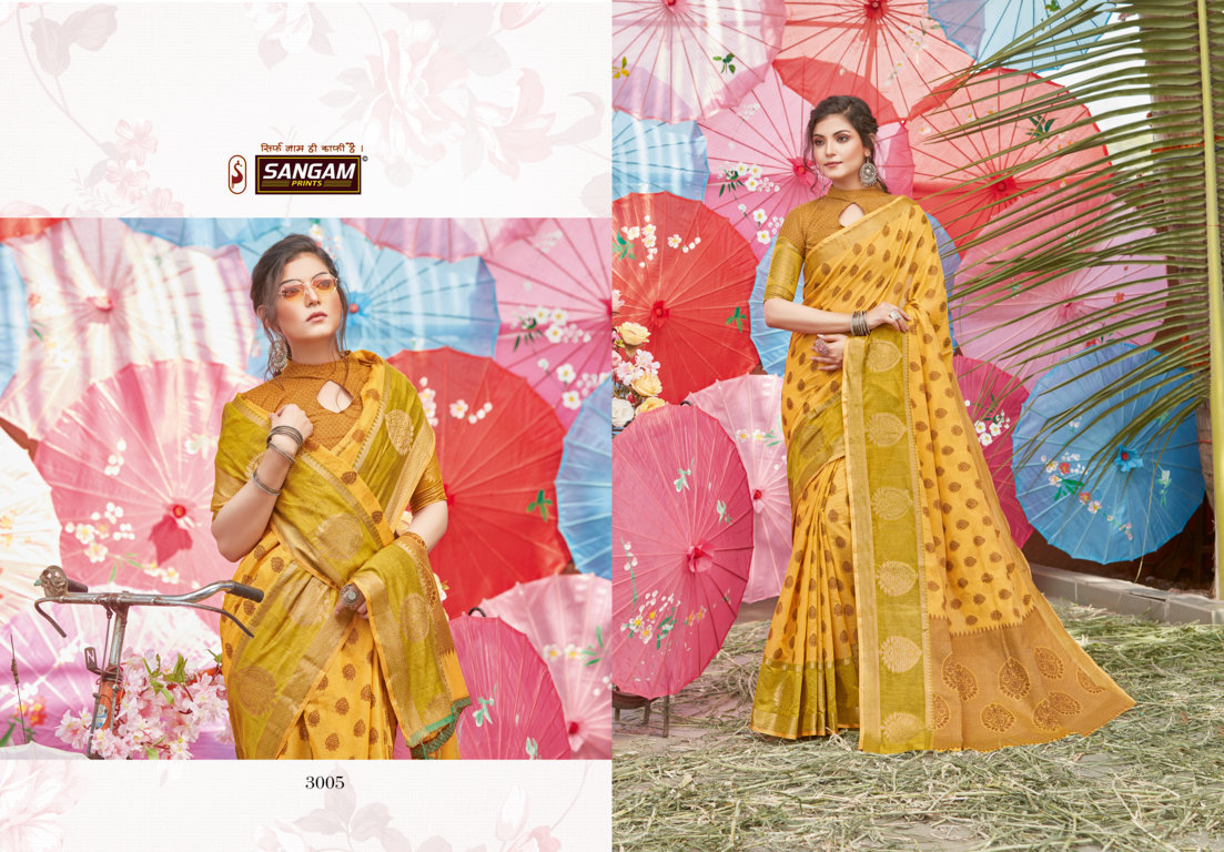 Sangam Presents Sudha Cotton Handloom Saree With Zari Weaving