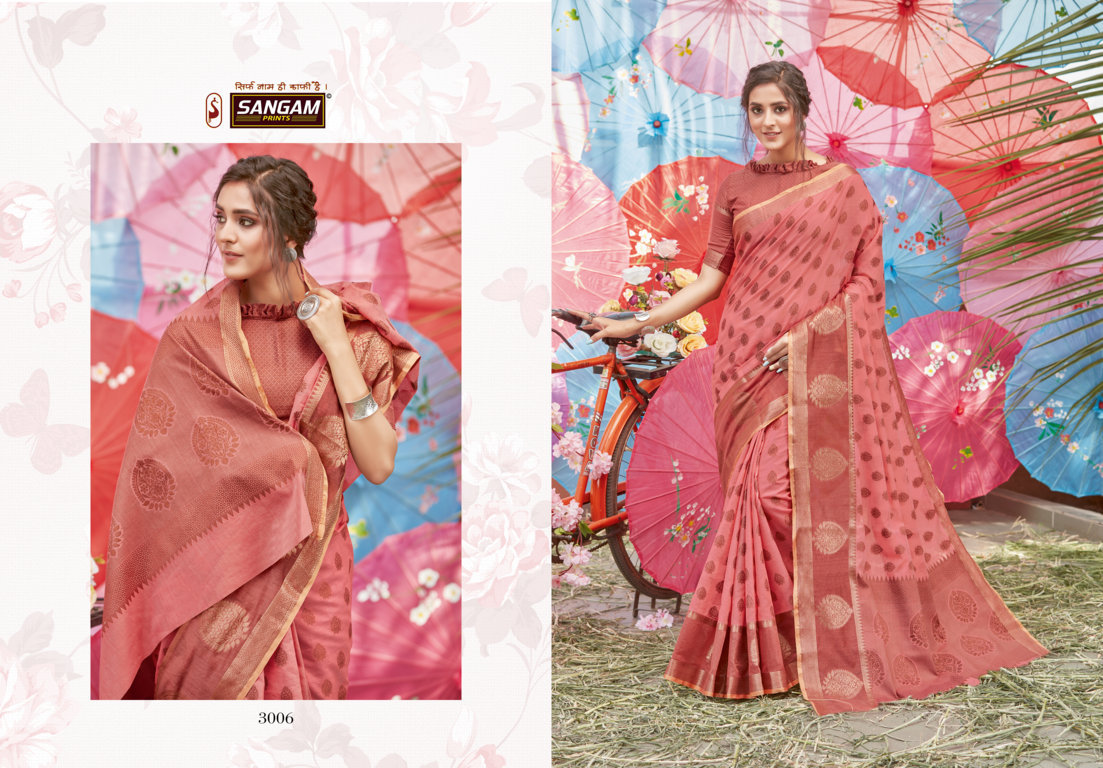 Sangam Presents Sudha Cotton Handloom Saree With Zari Weaving