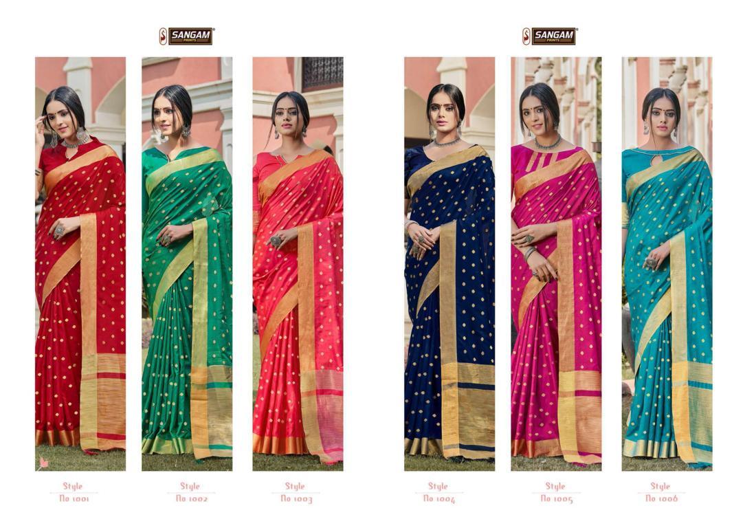 Sangam Presents Tara Sitara Vol-3 Handloom Silk Saree With Zari Weaving
