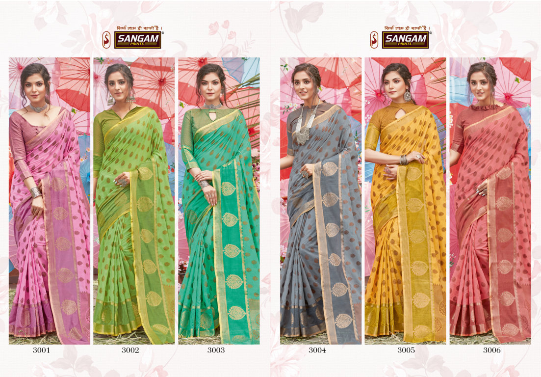 Sangam Presents Sudha Cotton Handloom Saree With Zari Weaving