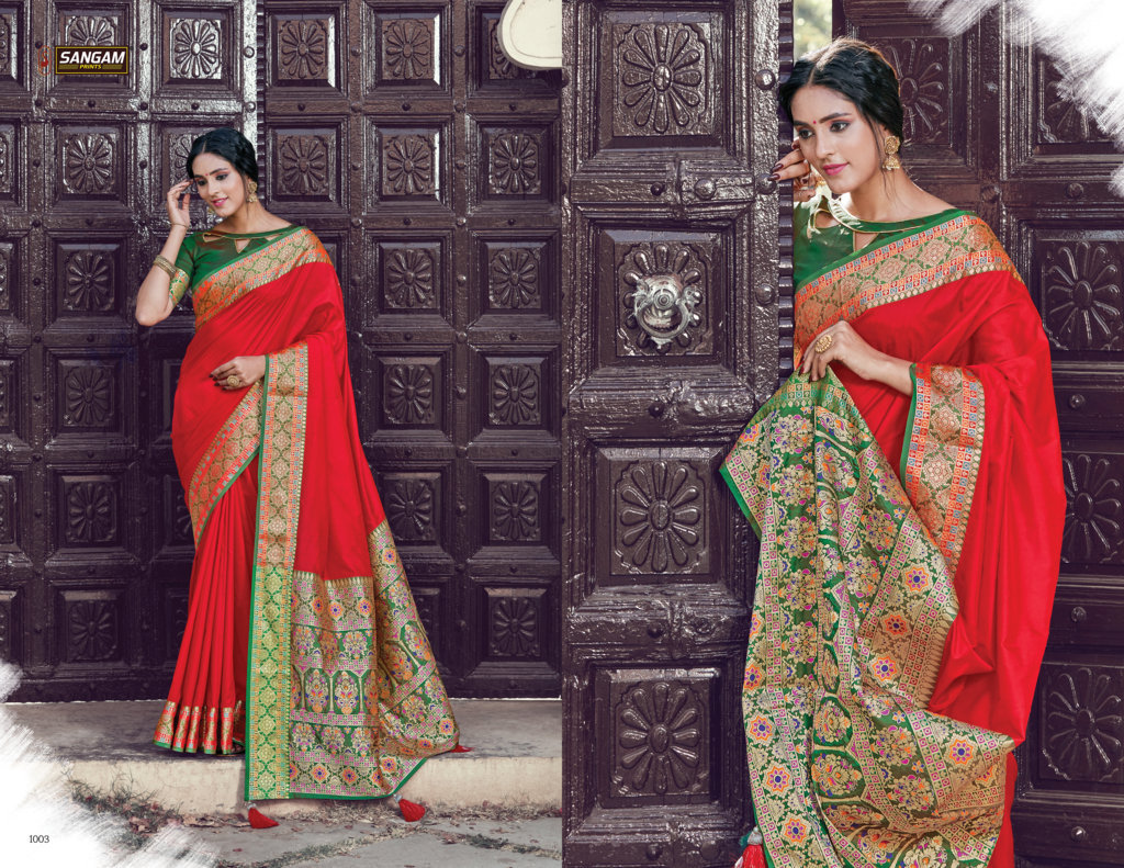 Sangam Presents Sea Silk Zari Weaving Pure Silk Sarees