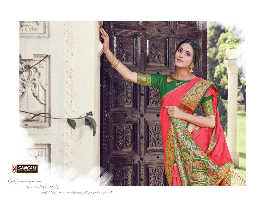 Sangam Presents Sea Silk Zari Weaving Pure Silk Sarees