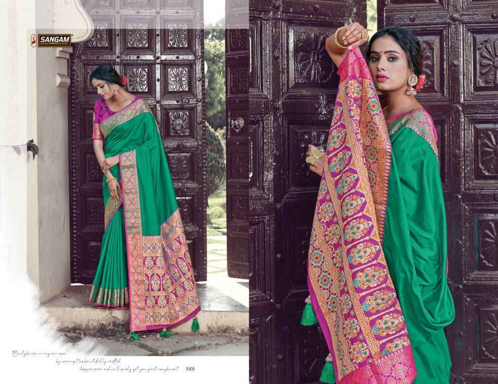 Sangam Presents Sea Silk Zari Weaving Pure Silk Sarees