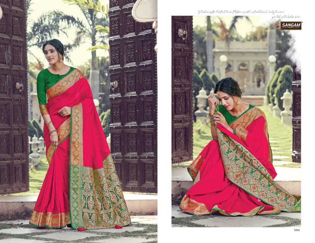 Sangam Presents Sea Silk Zari Weaving Pure Silk Sarees